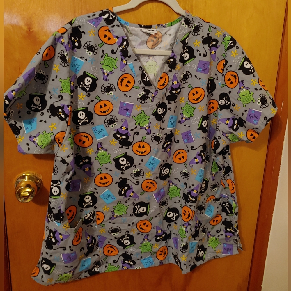Life Uniform Halloween Scrub Top 2XL